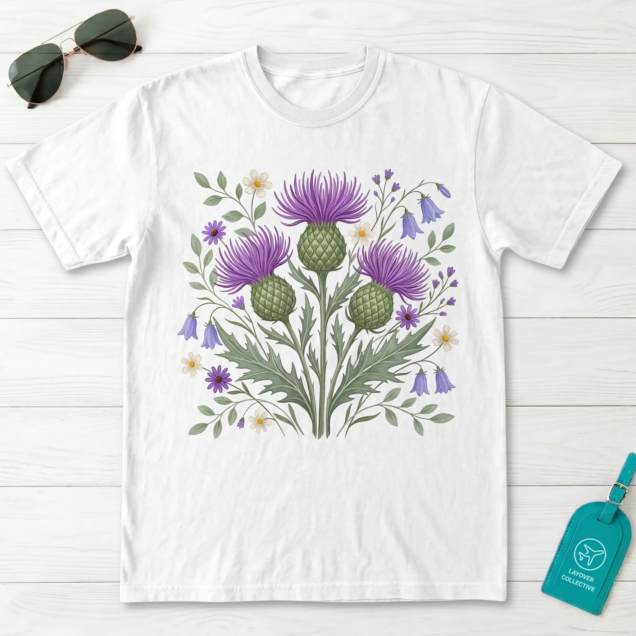 Scottish Thistle Botanical Wildflower T-Shirt