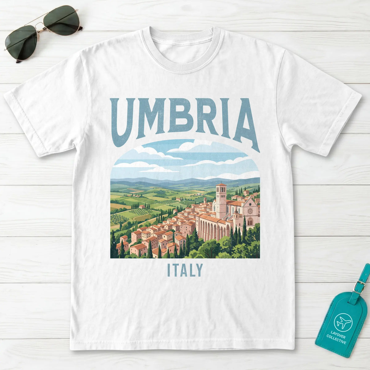 Umbria Italy Vintage Travel Poster T-Shirt