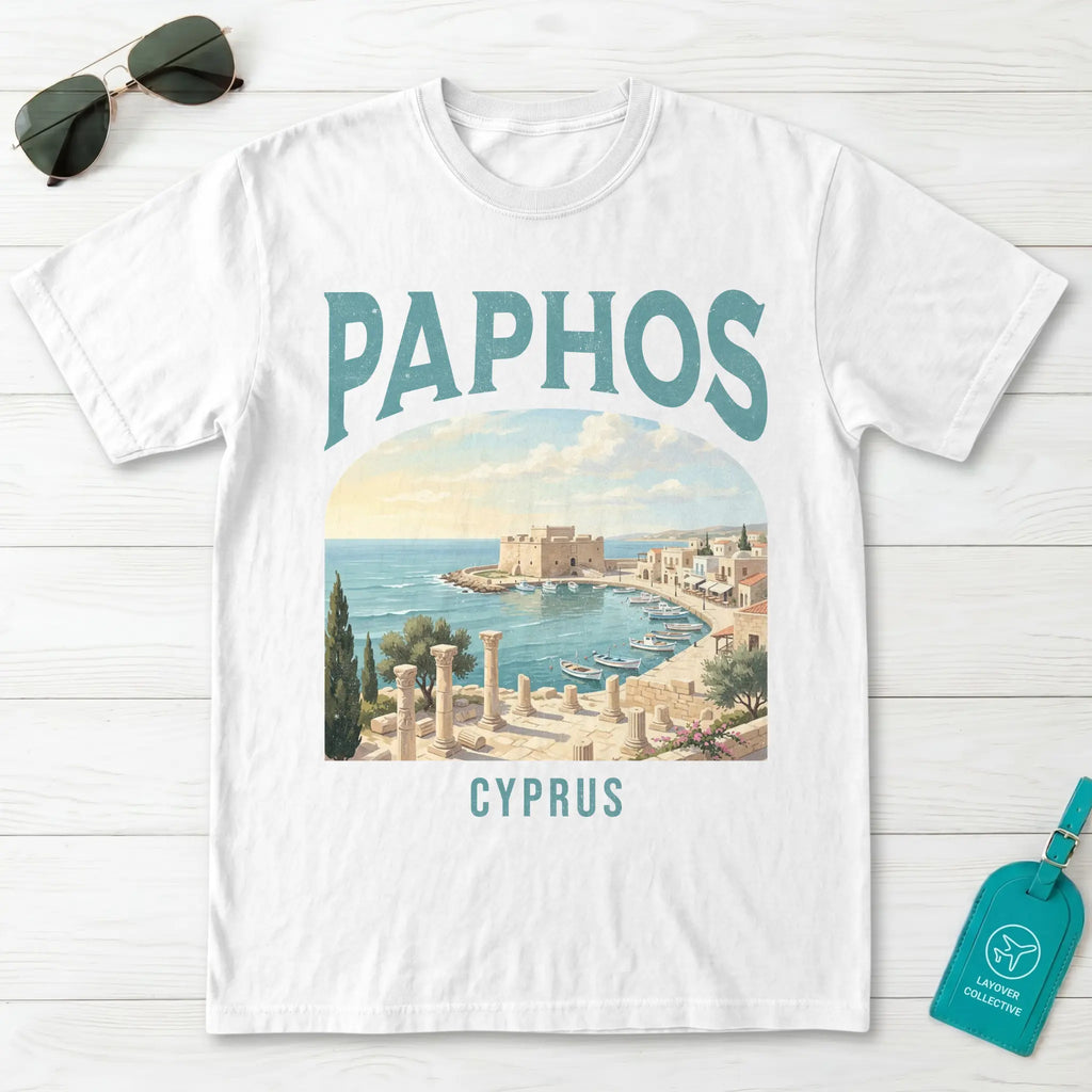 Paphos Cyprus Vintage Travel Poster T-Shirt