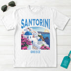 Santorini Greece Vintage Travel Poster T-Shirt
