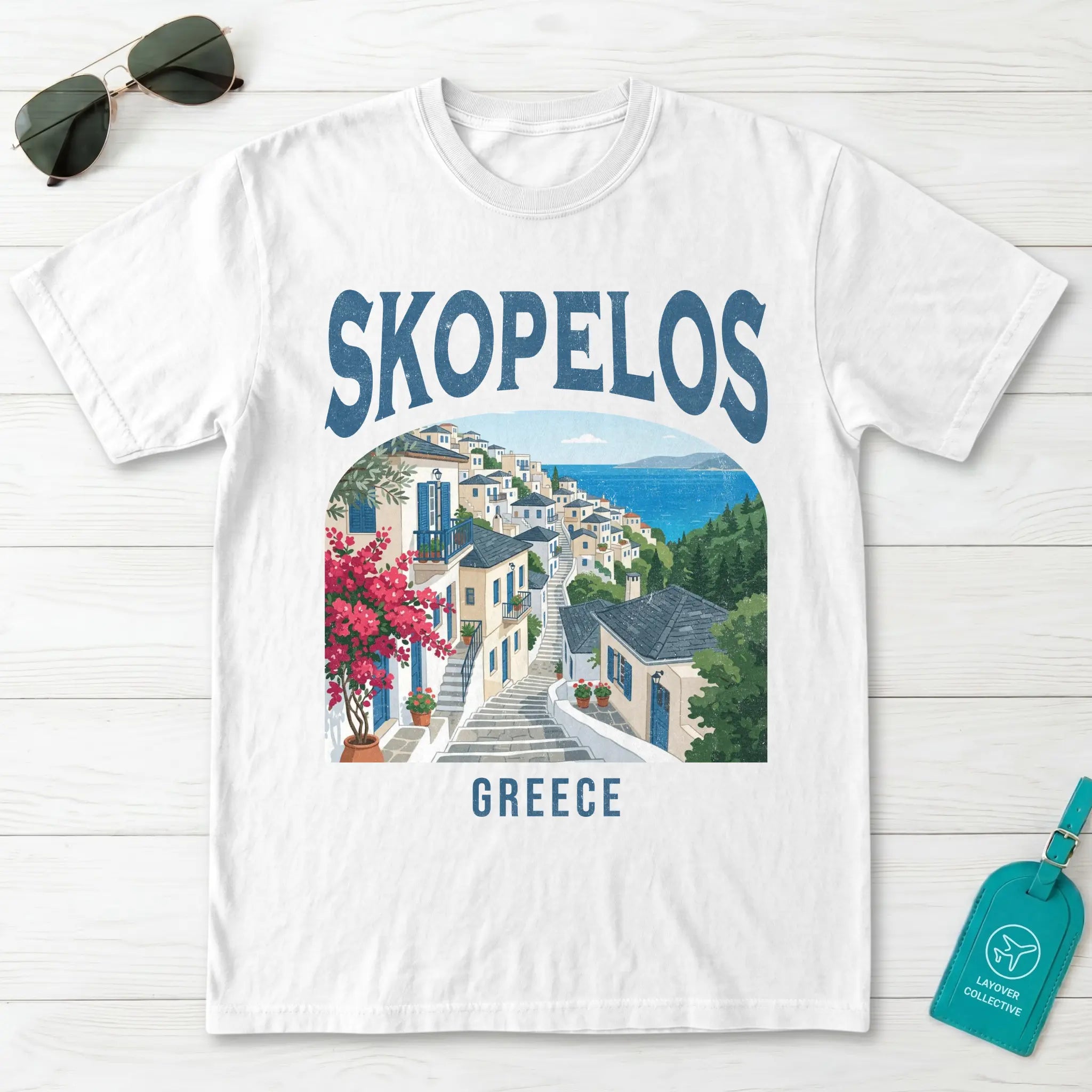 Skopelos Greece Vintage Travel Poster T-Shirt