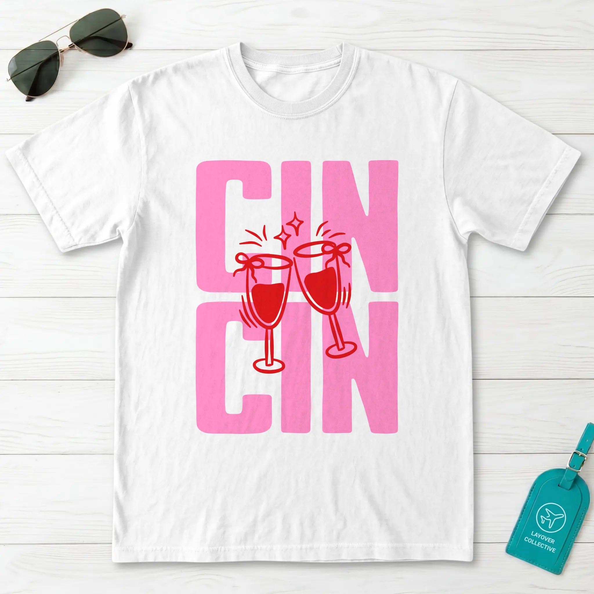 Cin Cin Italian Cheers Wine Graphic T-Shirt