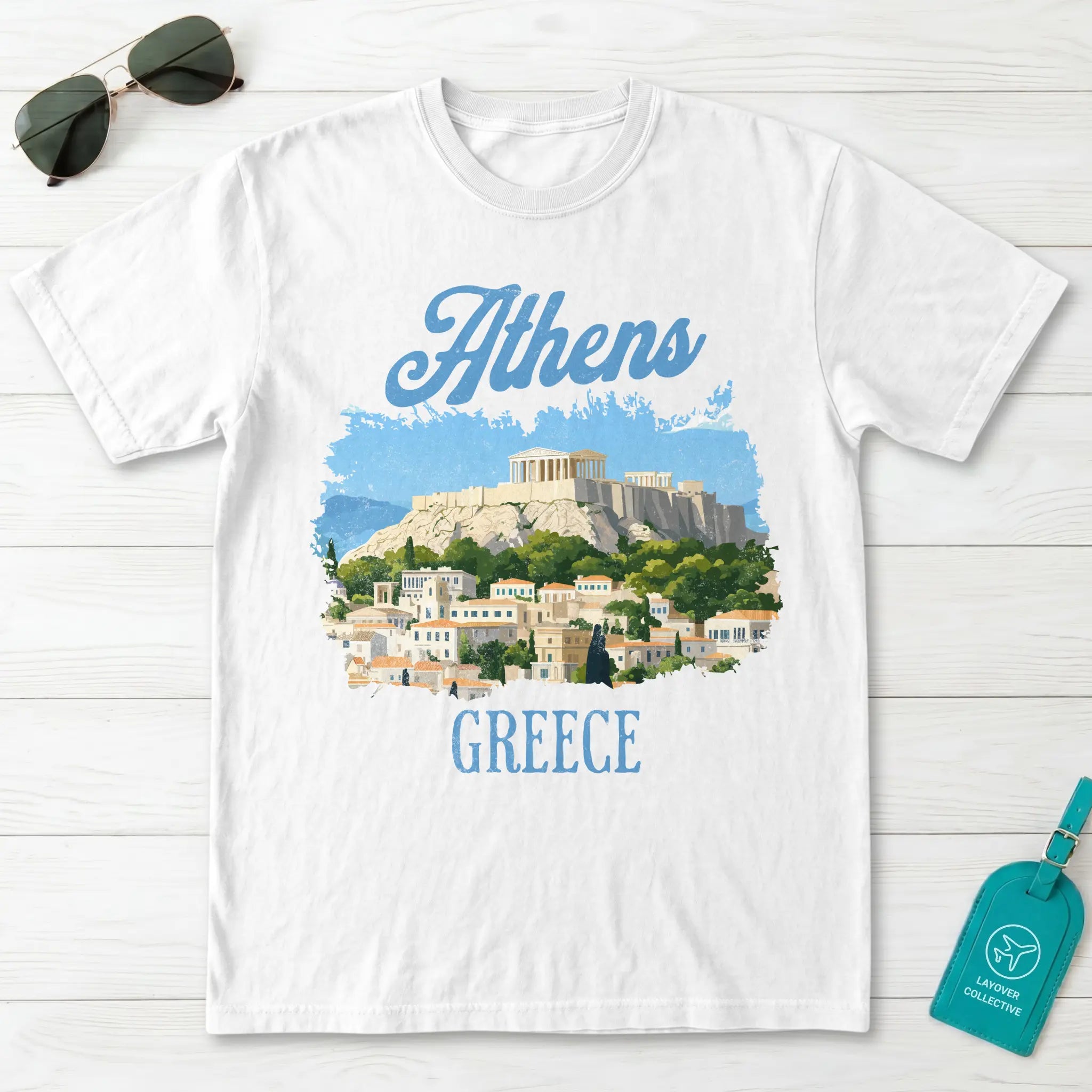 Athens Greece Acropolis Vintage Illustration Graphic T-Shirt