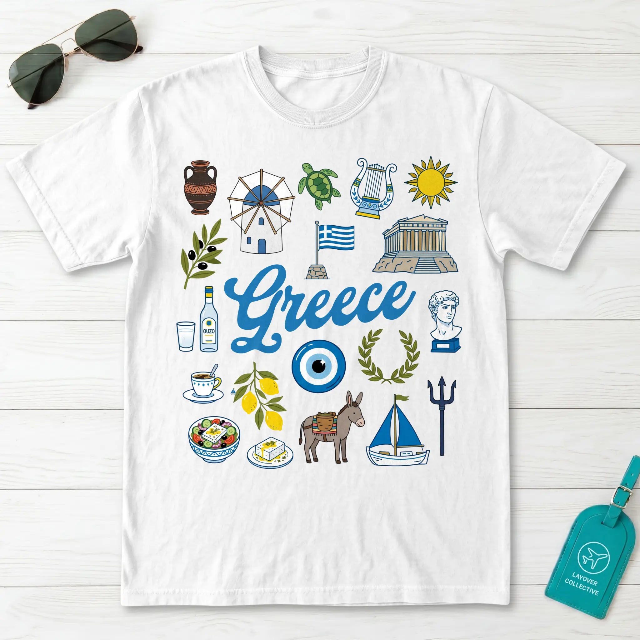 Greece Icons Graphic T-Shirt