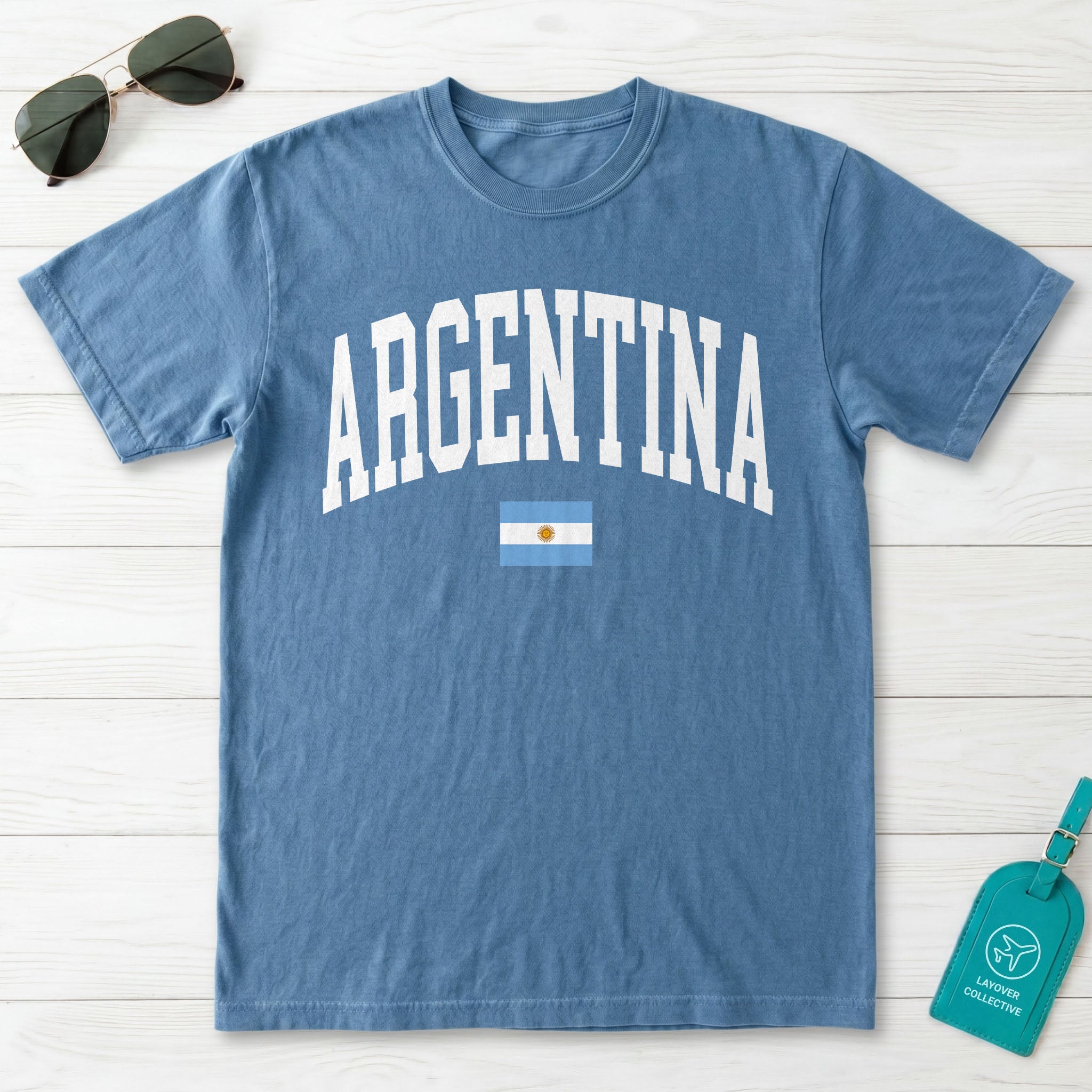 Argentina Collegiate Flag T-Shirt