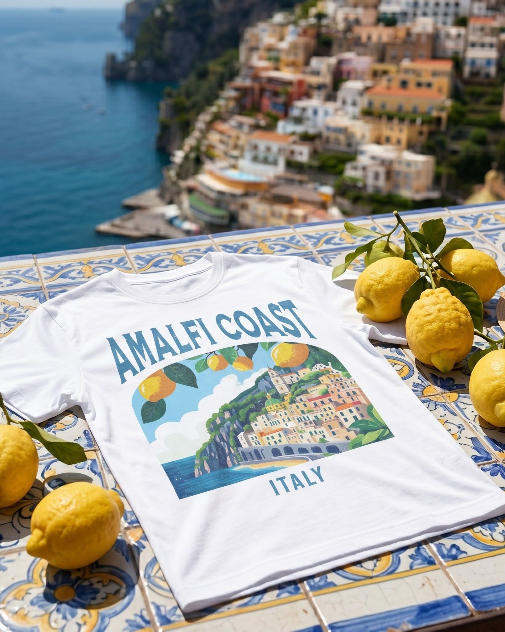 Amalfi Coast Italy Vintage Travel Poster T-Shirt