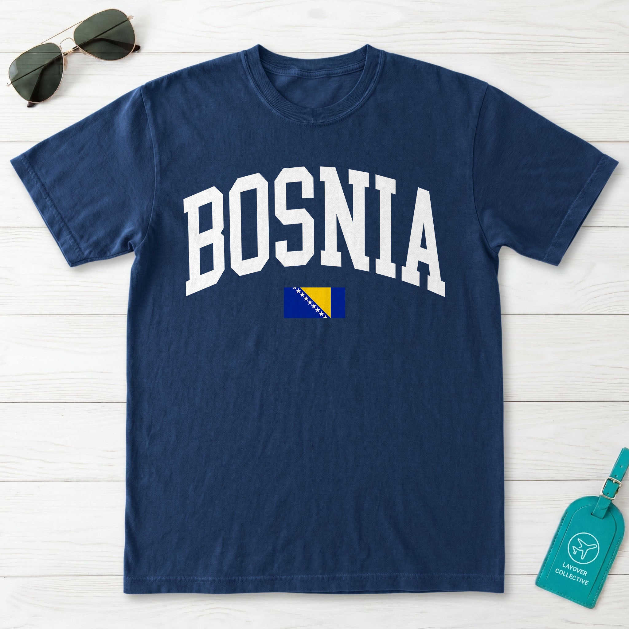 Bosnia Collegiate Flag T-Shirt