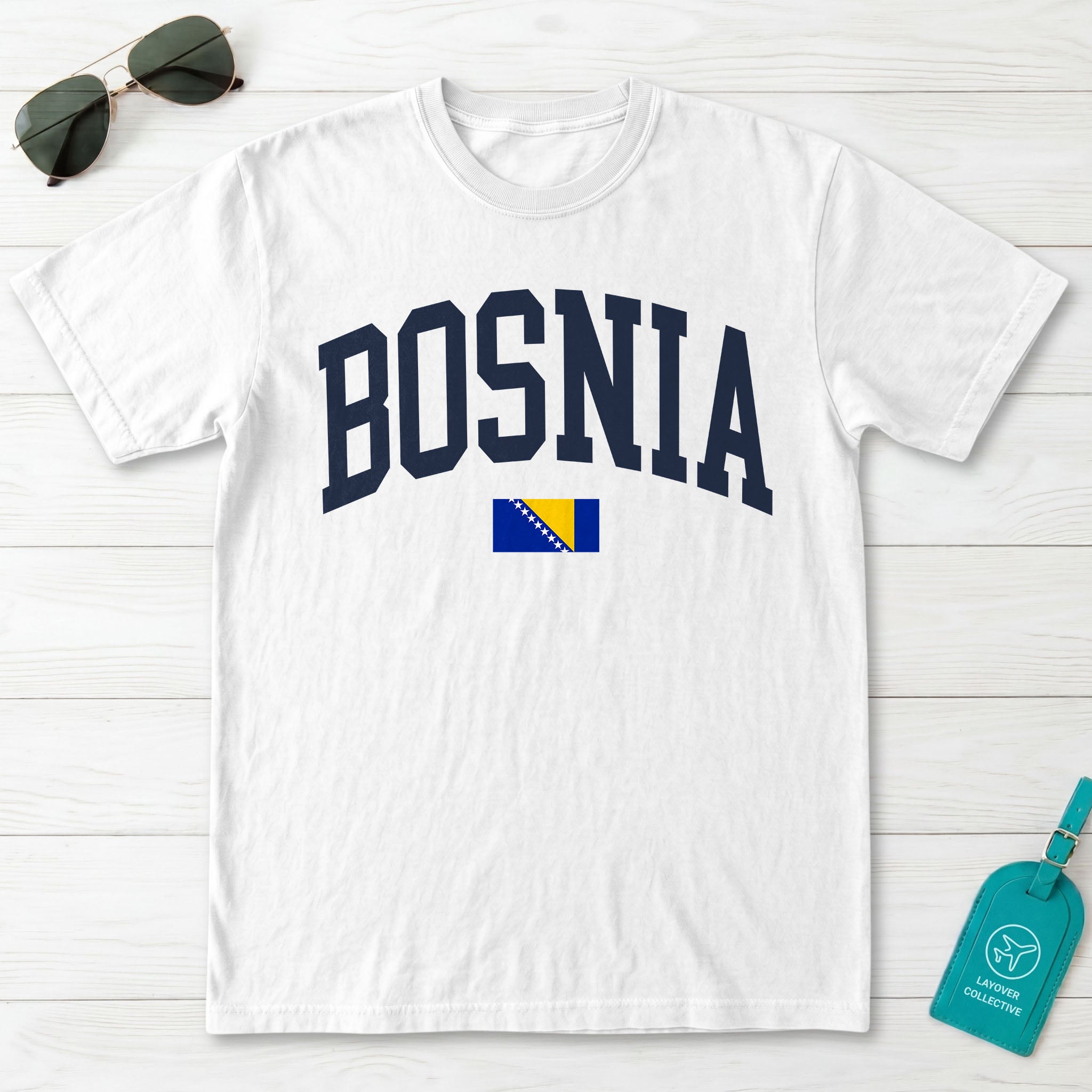Bosnia Collegiate Flag T-Shirt