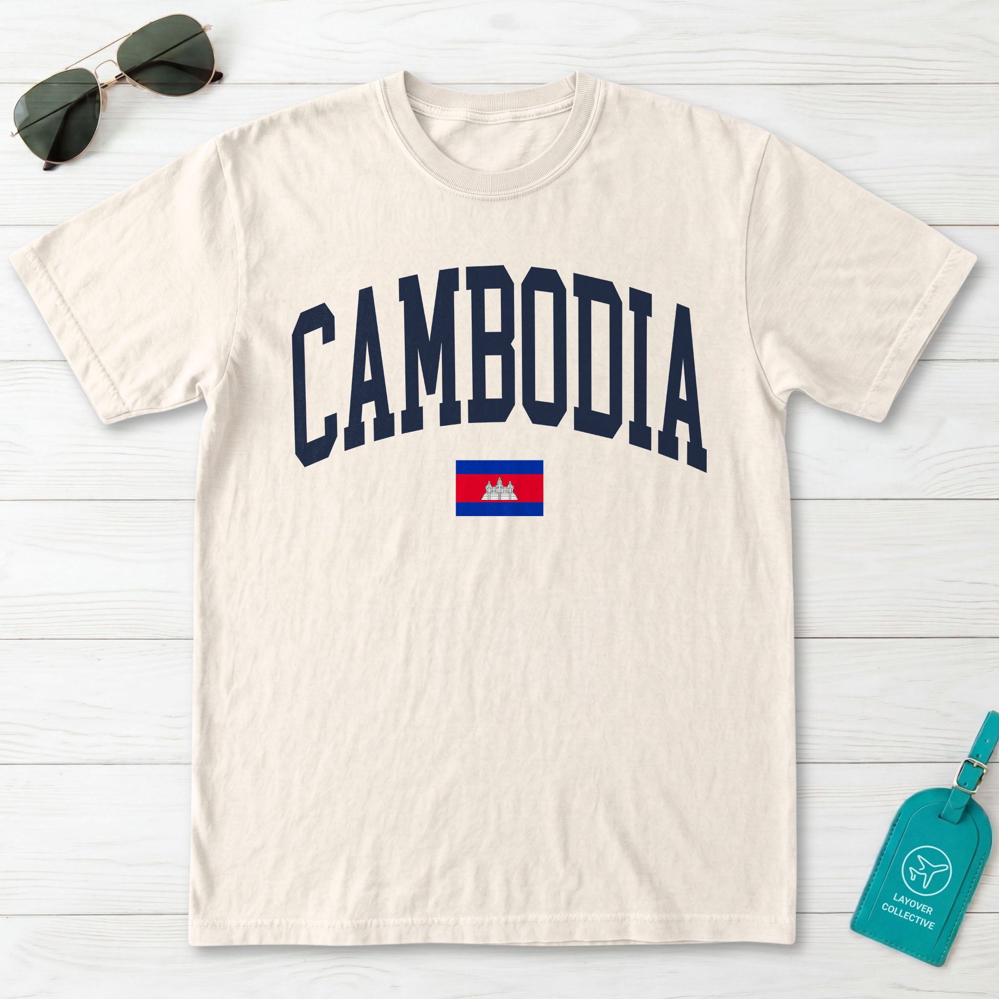 Cambodia Collegiate Flag T-Shirt