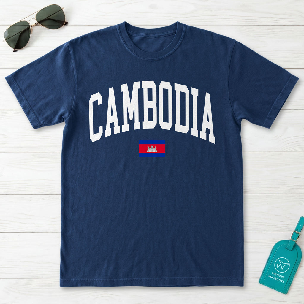 Cambodia Collegiate Flag T-Shirt