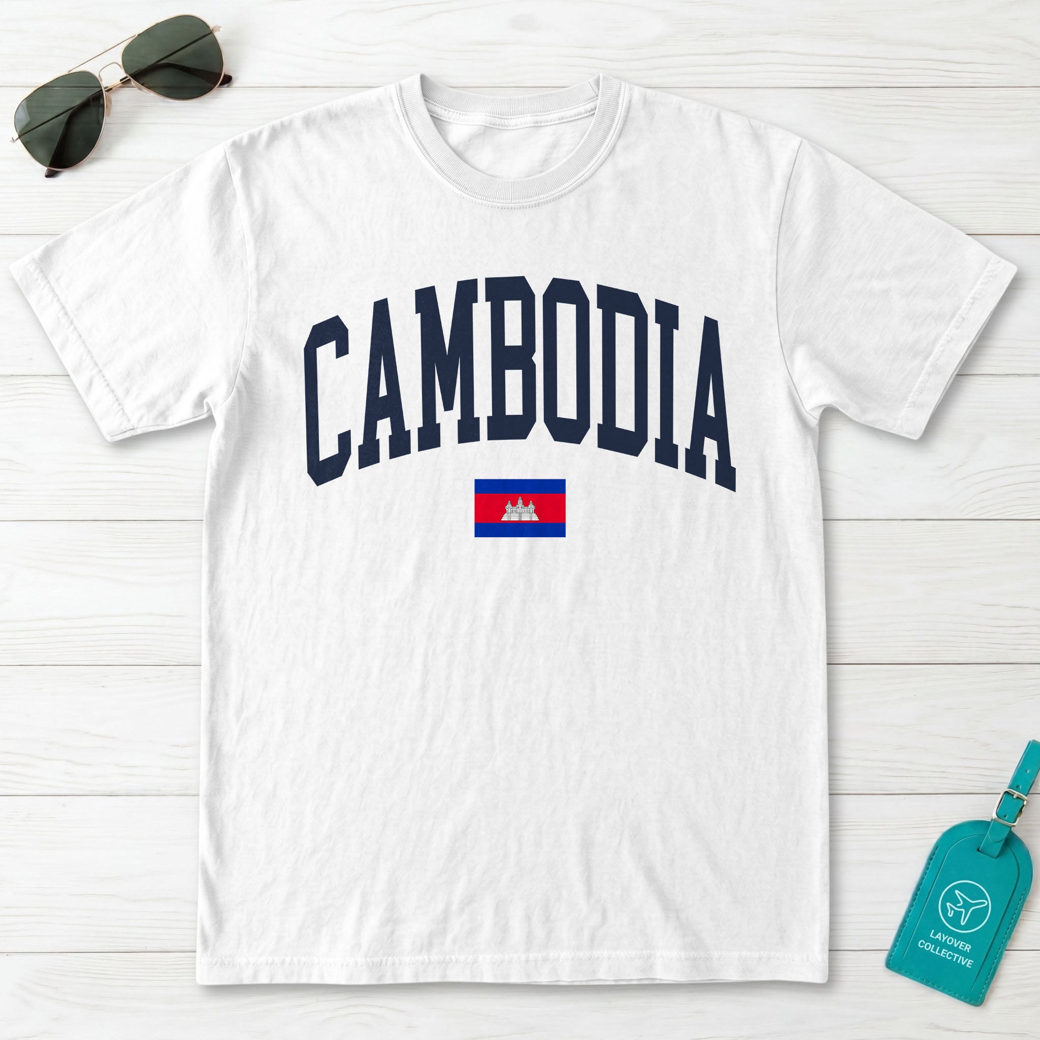 Cambodia Collegiate Flag T-Shirt