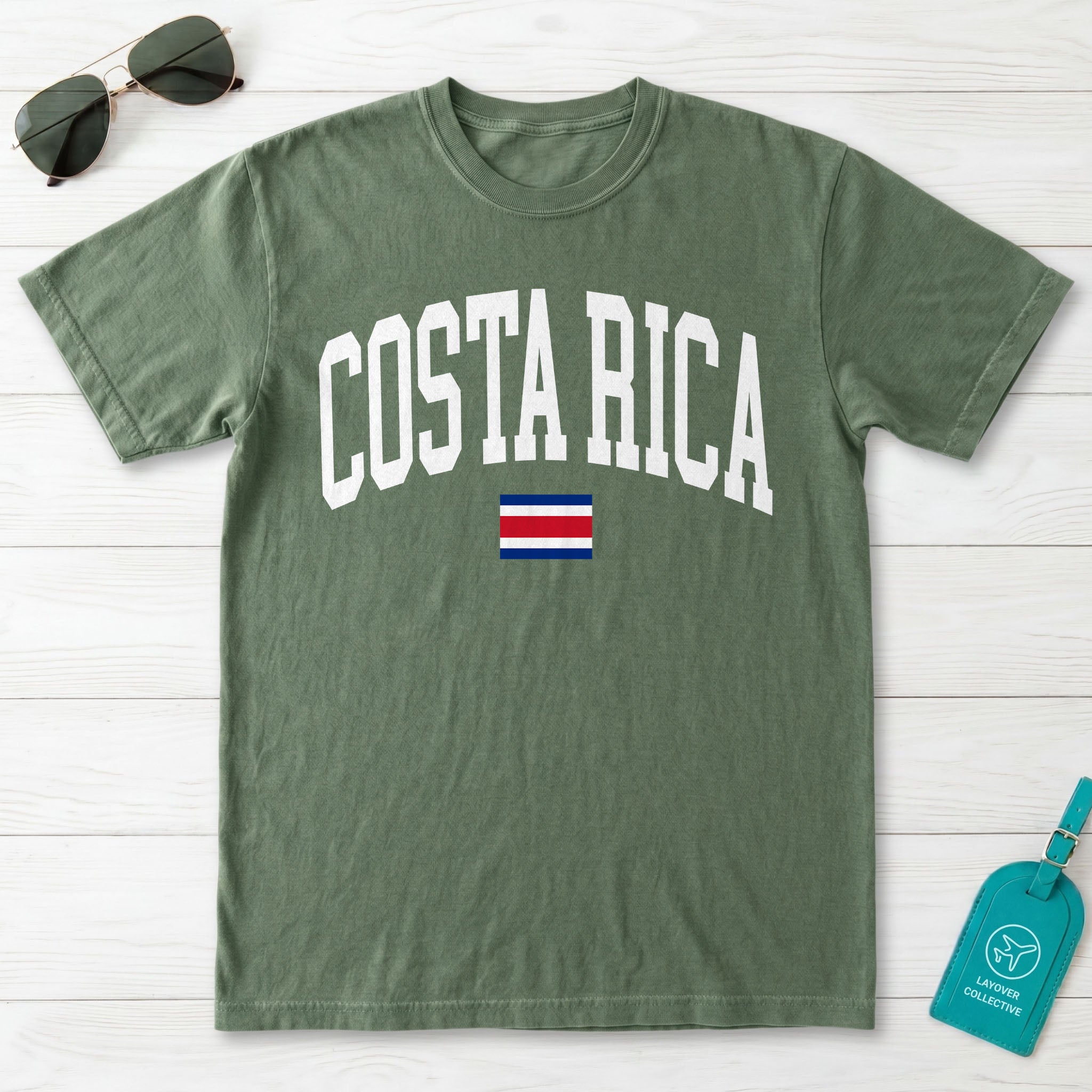 Costa Rica Collegiate Flag T-Shirt