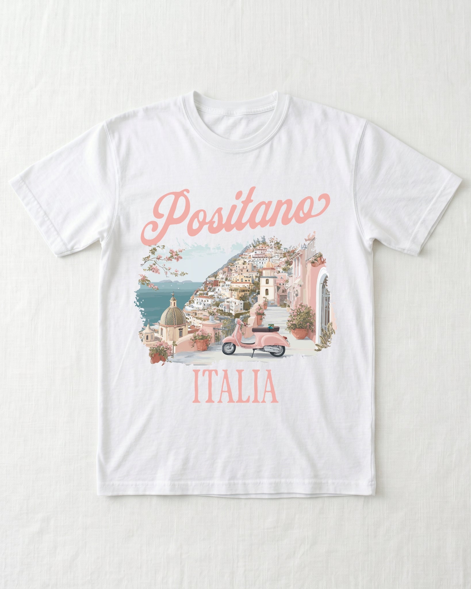 Positano Italia Vespa Amalfi Coast Graphic T-Shirt