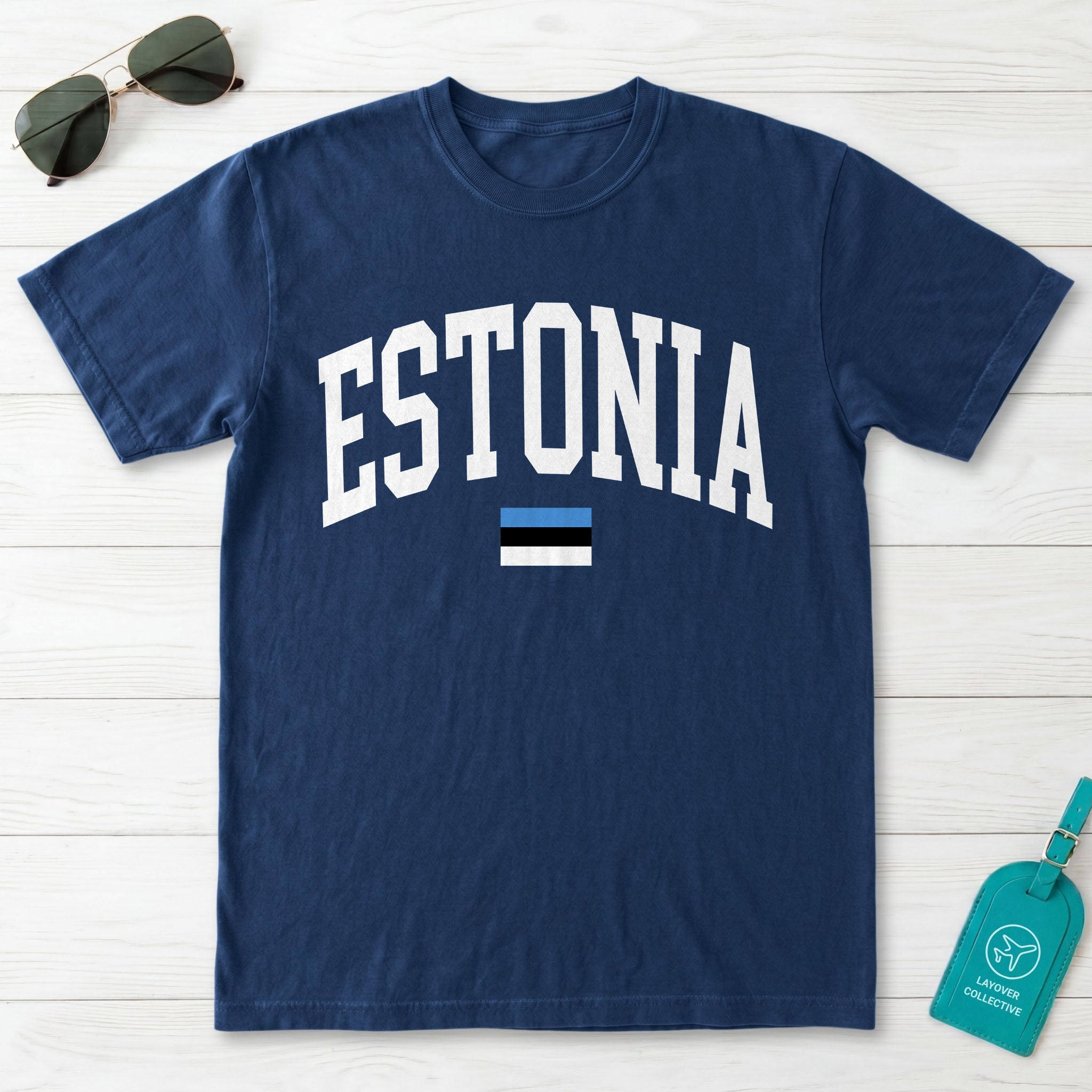 Estonia Collegiate Flag T-Shirt