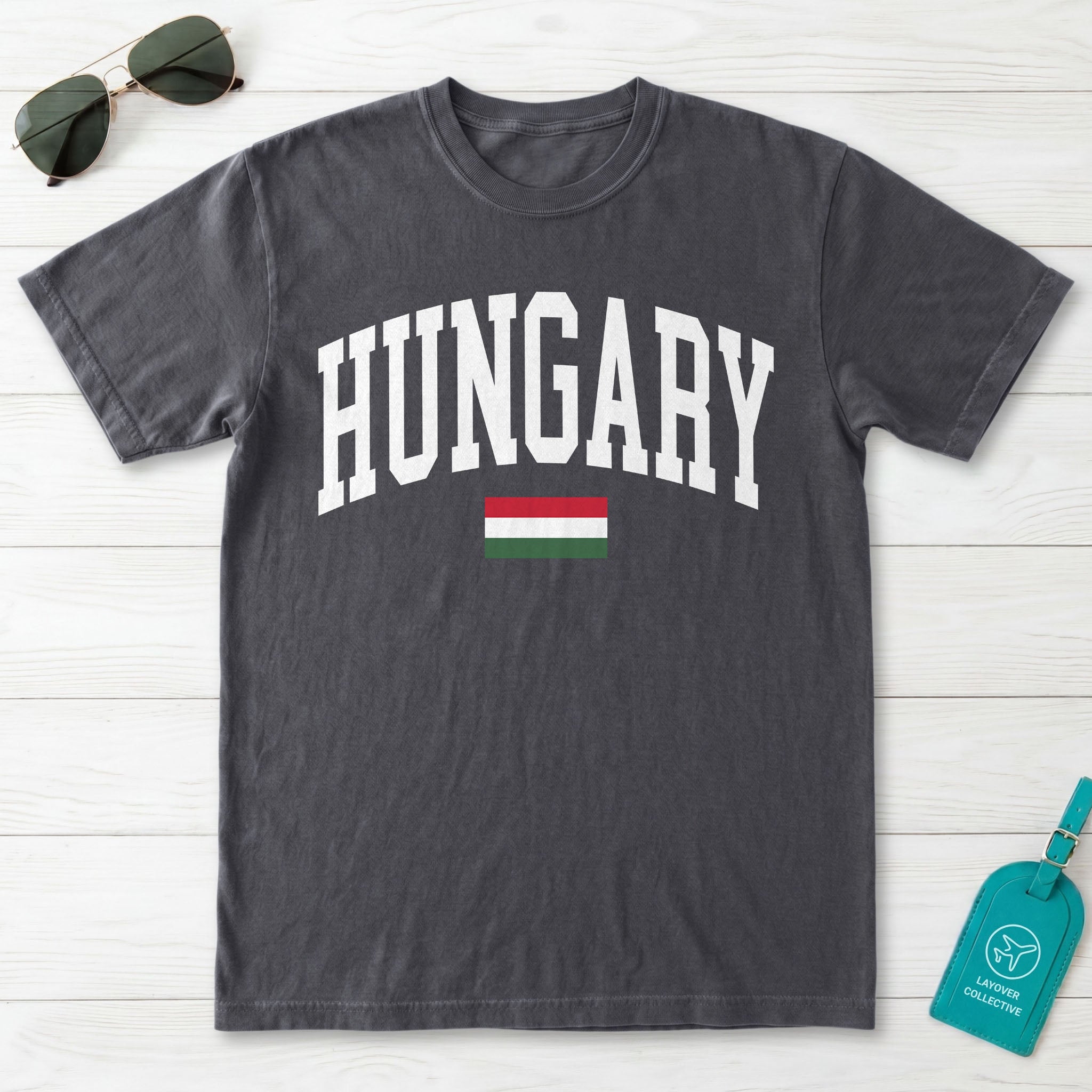 Hungary Collegiate Flag T-Shirt