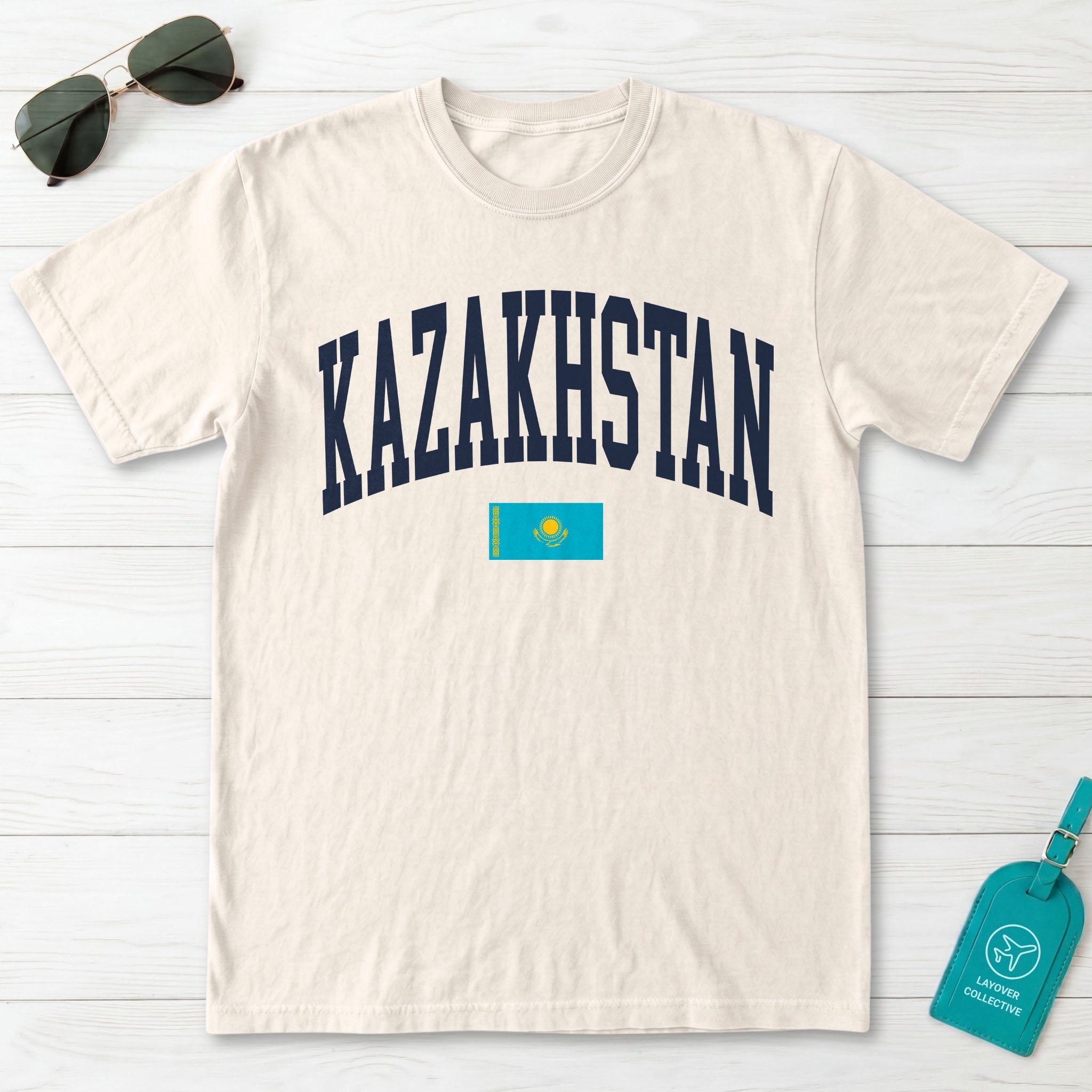 Kazakhstan Collegiate Flag T-Shirt