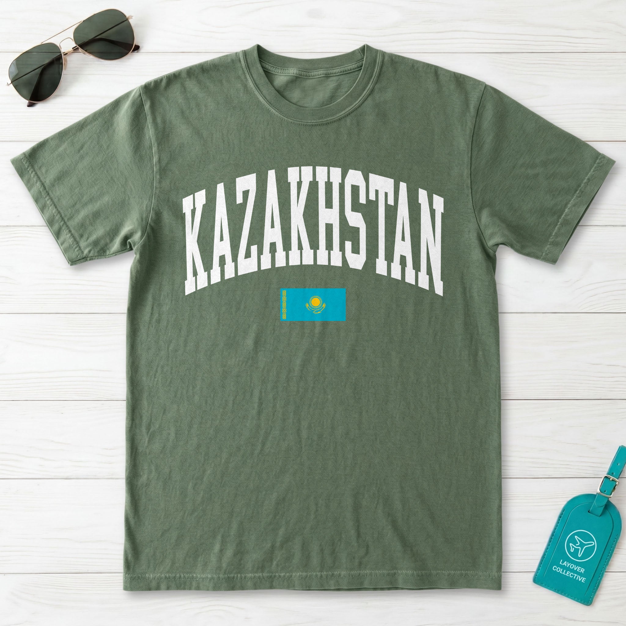 Kazakhstan Collegiate Flag T-Shirt