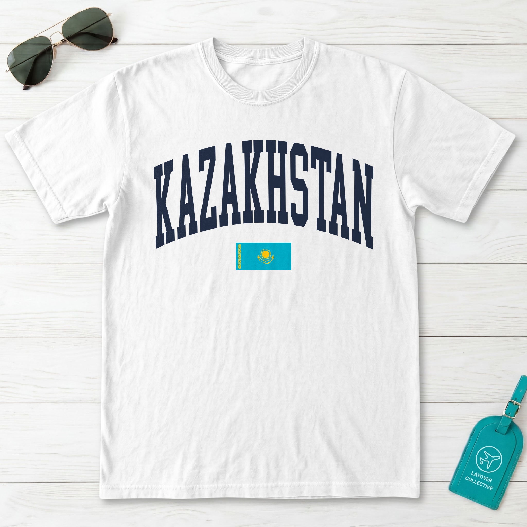 Kazakhstan Collegiate Flag T-Shirt