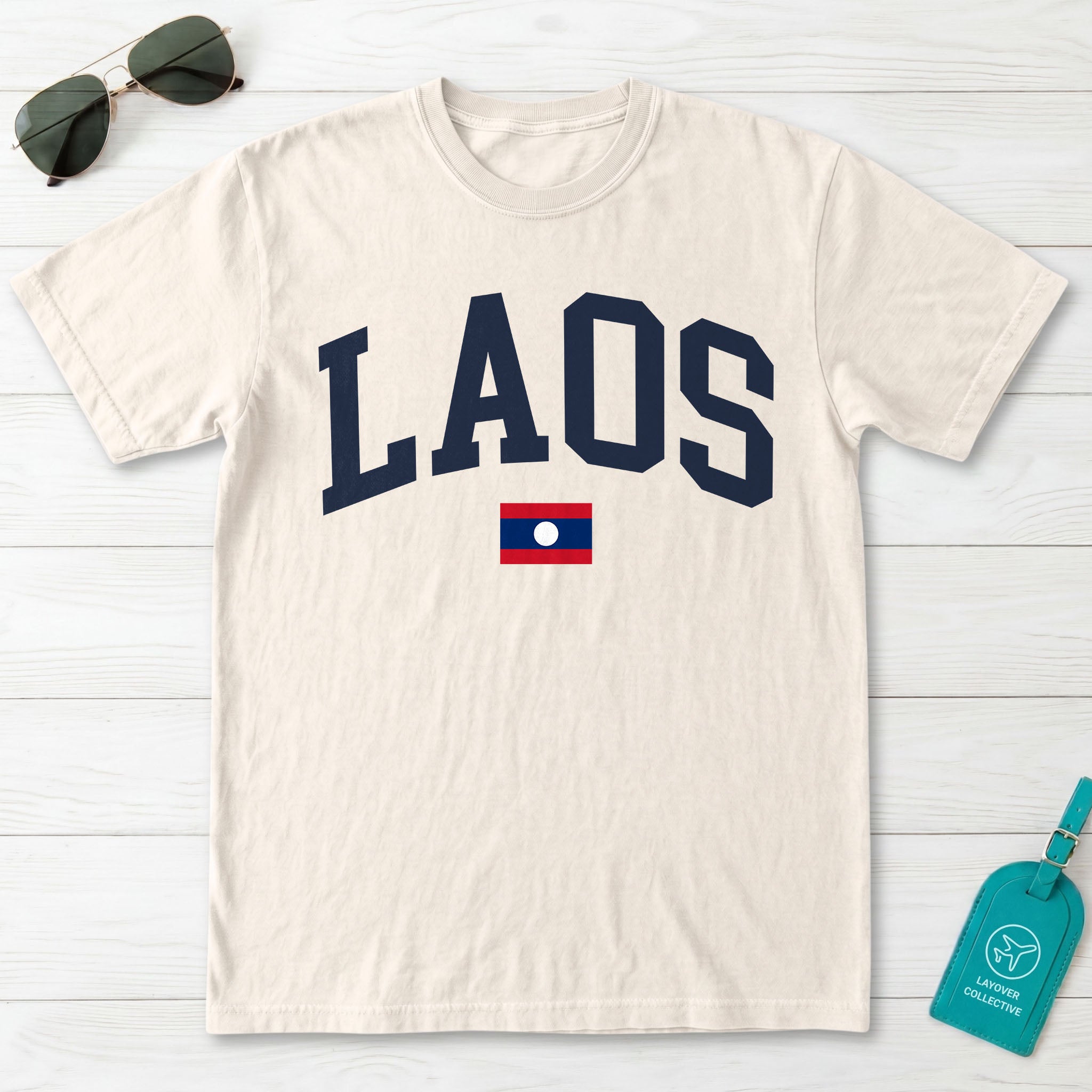 Laos Collegiate Flag T-Shirt
