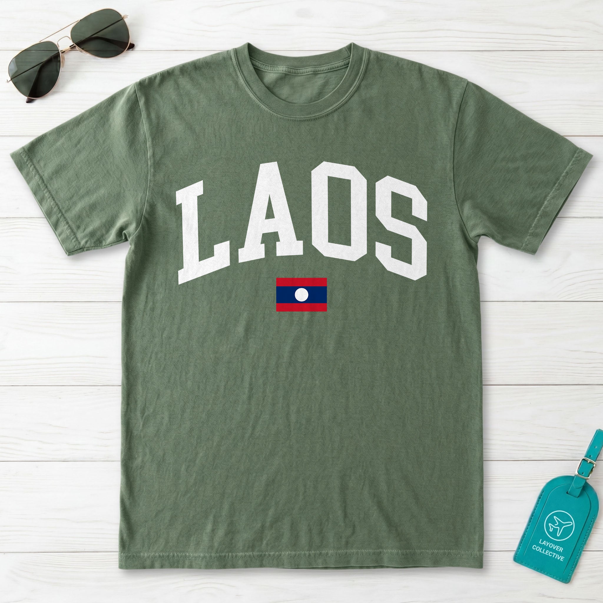 Laos Collegiate Flag T-Shirt