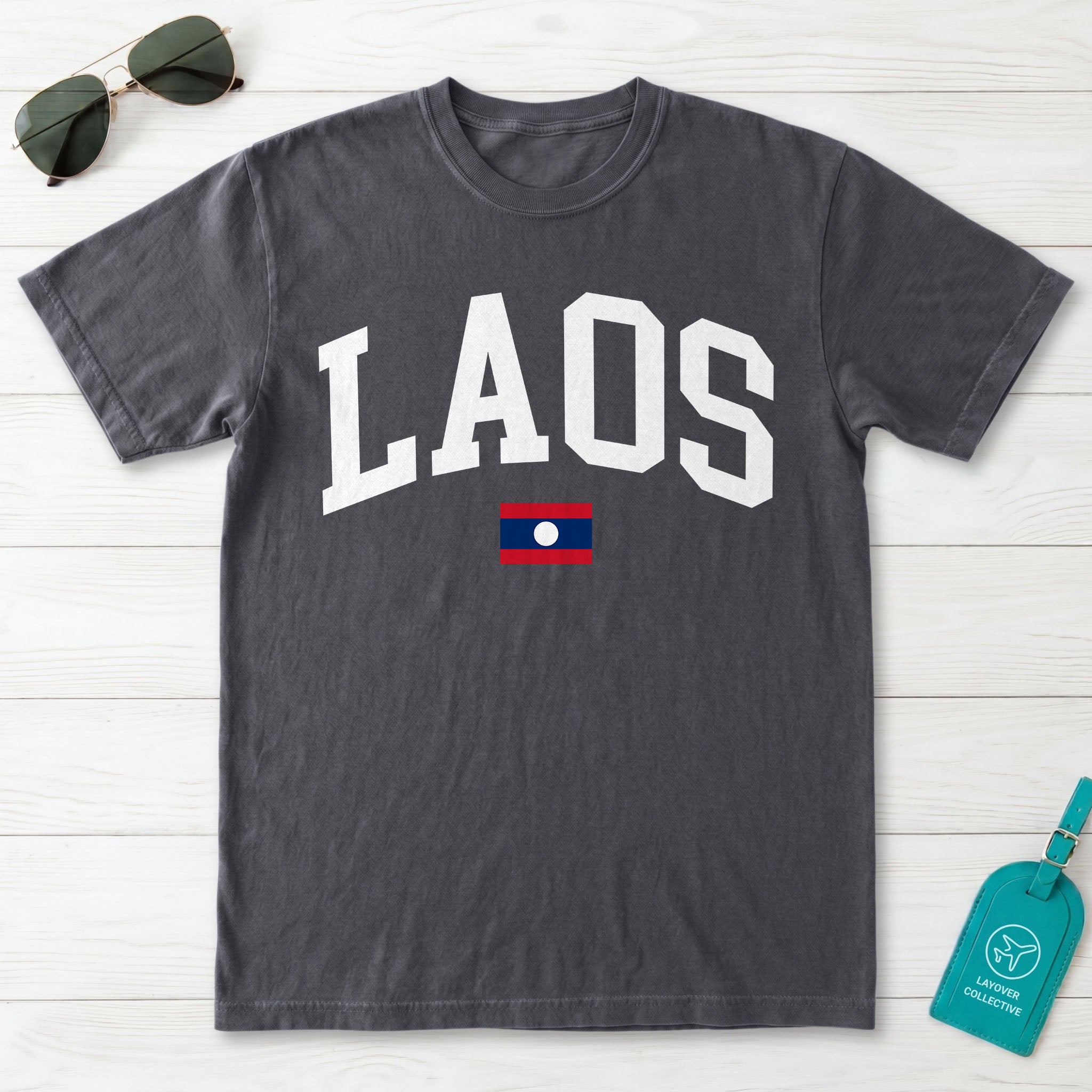 Laos Collegiate Flag T-Shirt