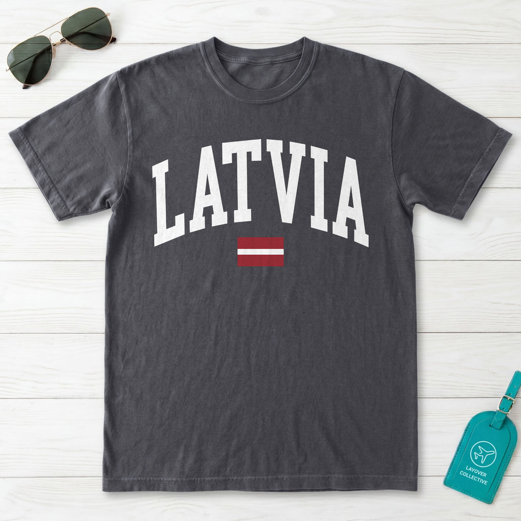 Latvia Collegiate Flag T-Shirt