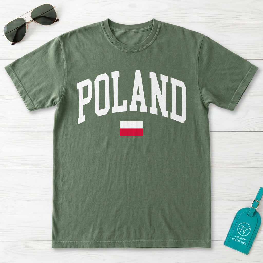 Poland Collegiate Flag T-Shirt