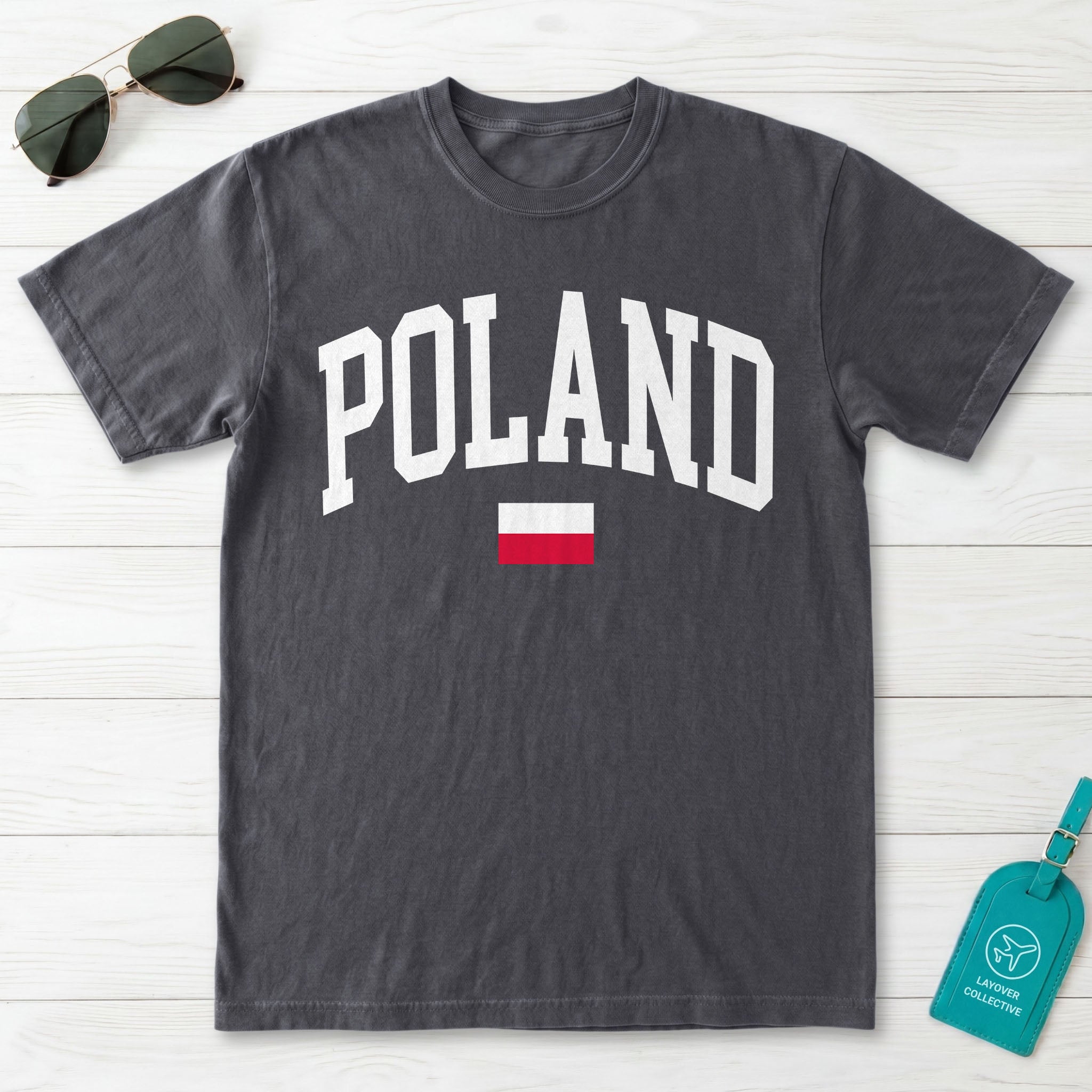 Poland Collegiate Flag T-Shirt