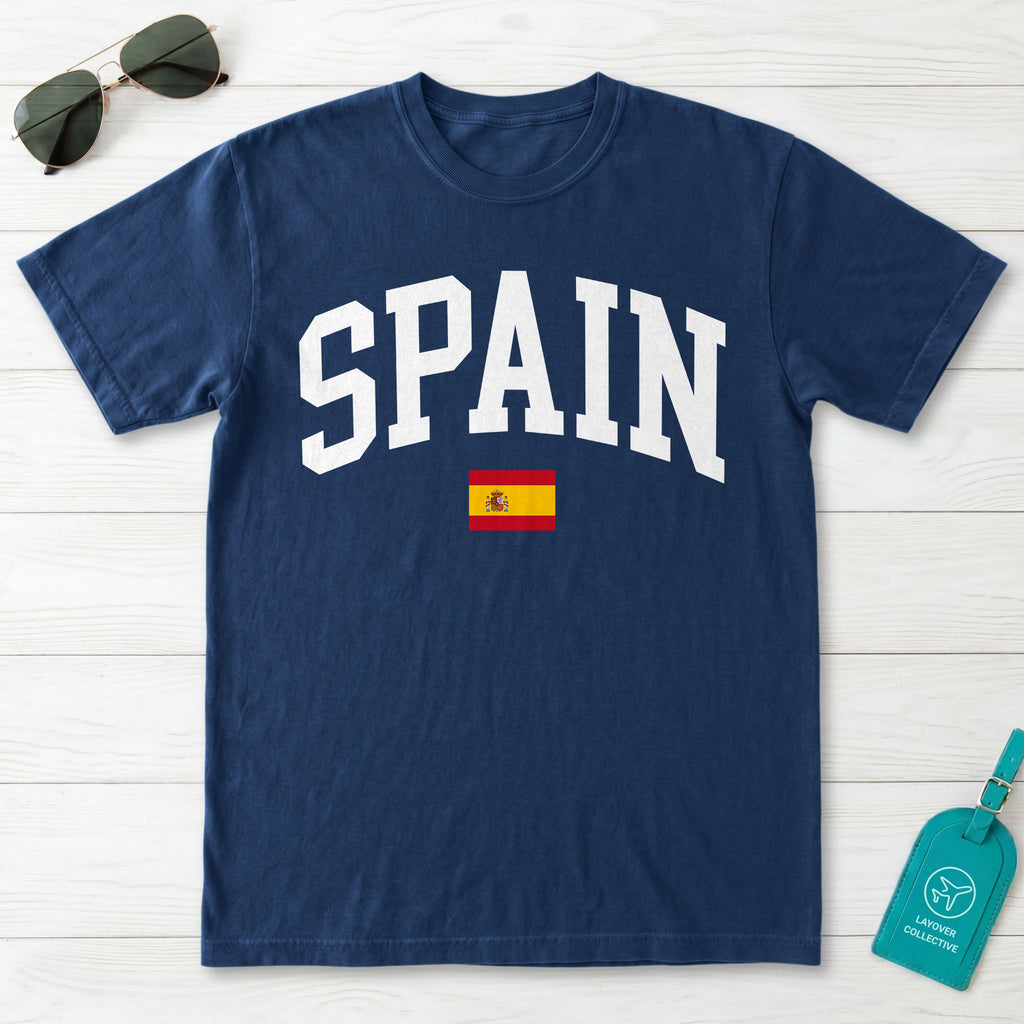 Spain Collegiate Flag T-Shirt